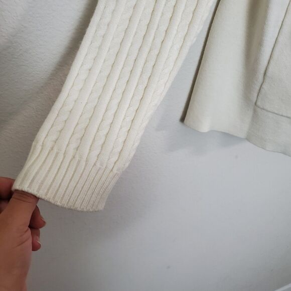 Como Vintage Cardigan Blazer XL Ivory White Knit Cable Sleeves Preppy Classic - Picture 6 of 10